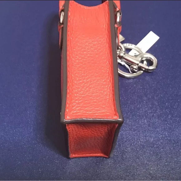 COACH NORTH/SOUTH MINI TOTE BAG CHARM REFINED PEBBLE LEATHER RED - Picture 3 of 7